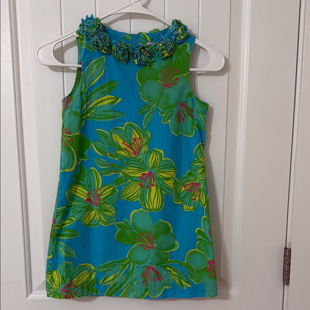 Lilly Pulitzer Blue and Green Embellished Sheath Dress